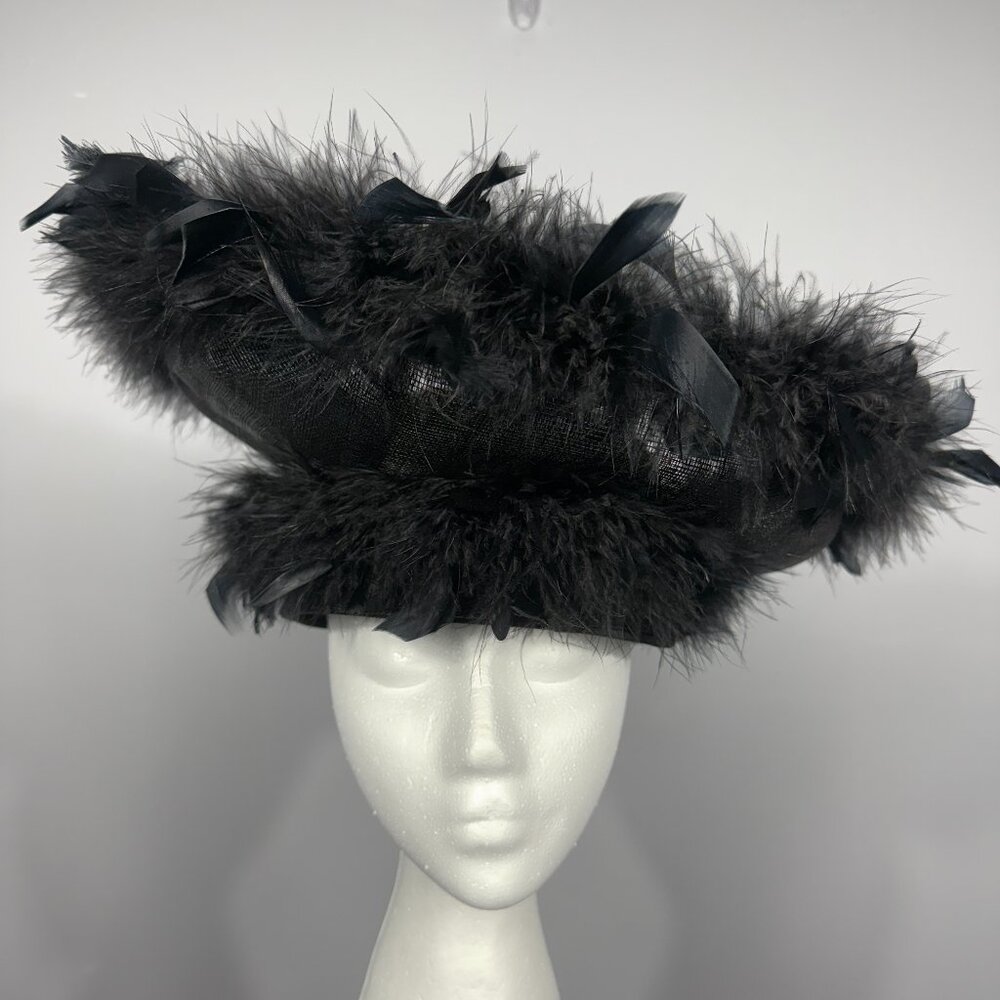 Elegant Black Straw and Feathers hat.